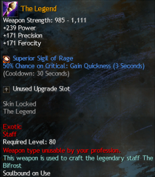 MMOJUGG Guild Wars 2 US The Legend Details View of Item Function and Use